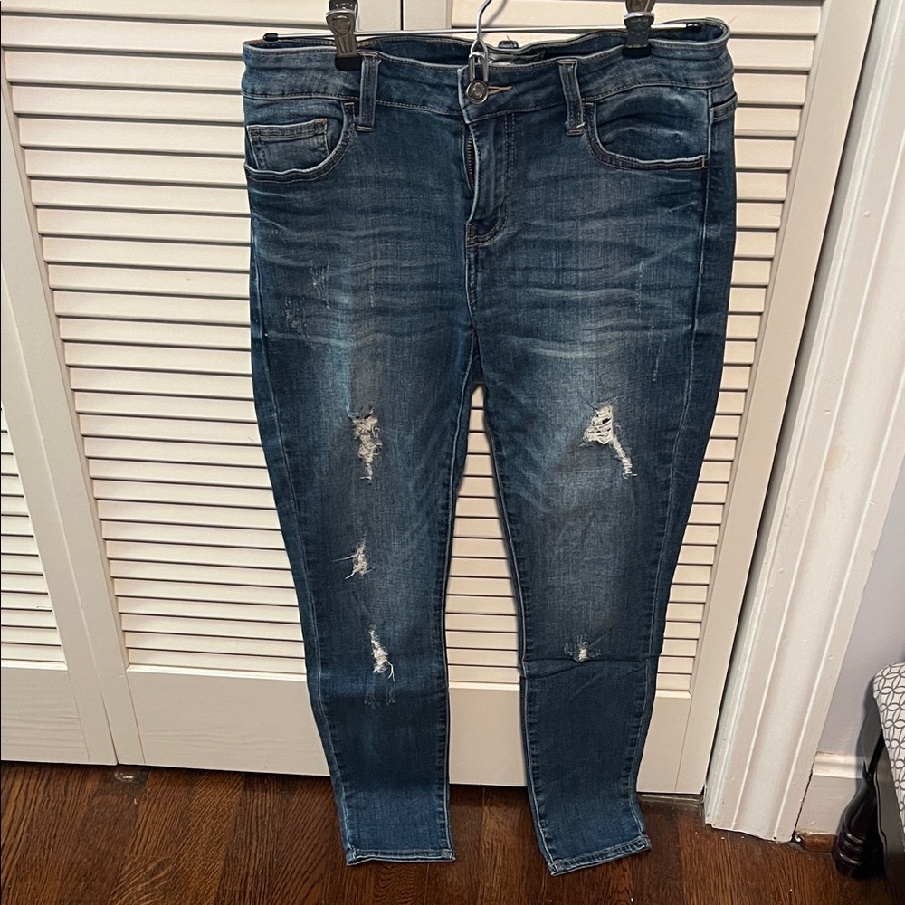 Classic Blue Distressed Skinny Jeans